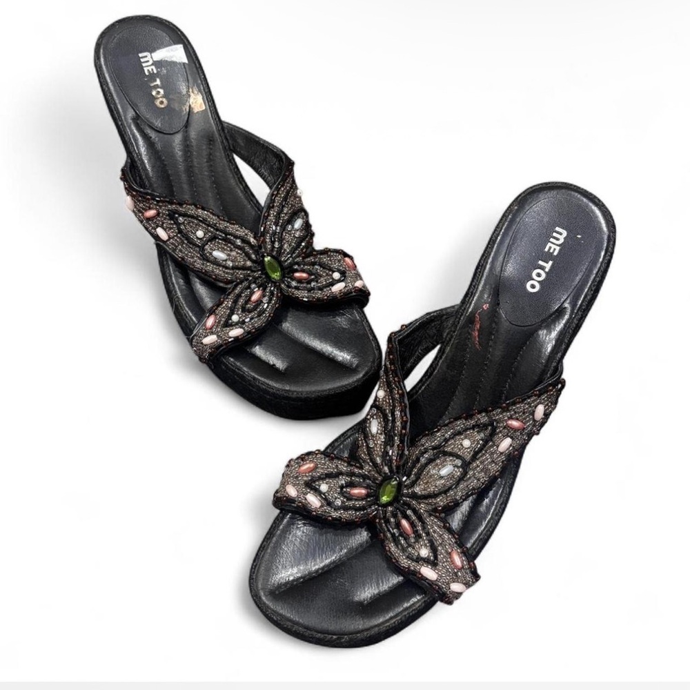 Me Too Black Sandals with Embellished Butterfly - Picture 3 of 5